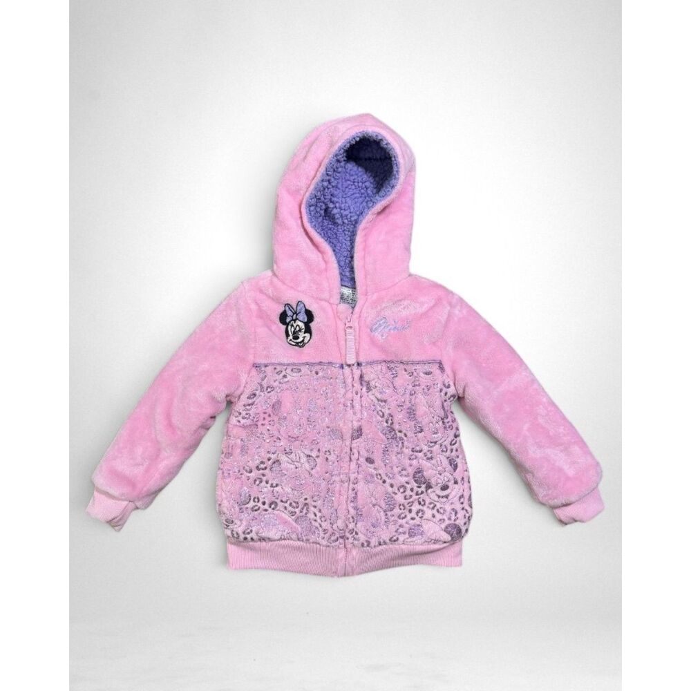 DISNEY Minnie Mouse Kids Plush Fleece Hoodie Jacket, NWOT! Size 4T